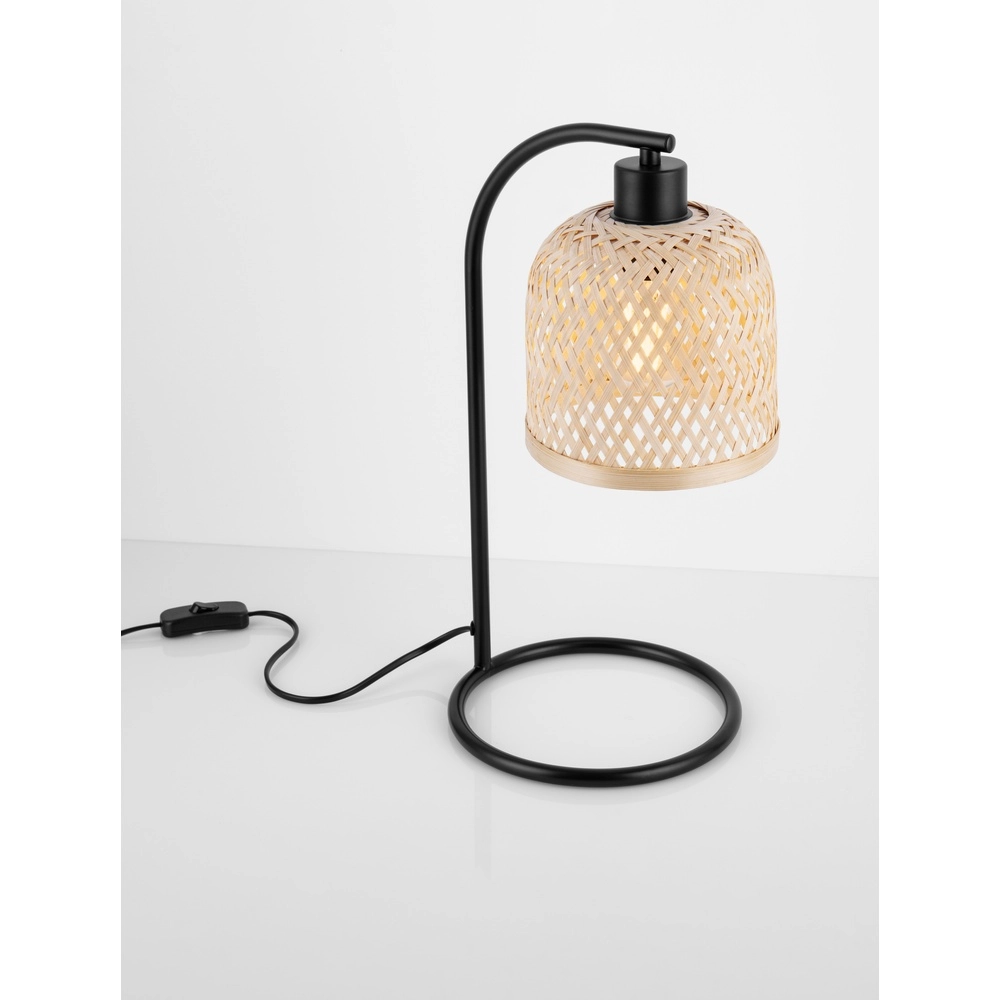Tischlampe Intra schwarz mit Bambuskappe Lyora 5212017454805