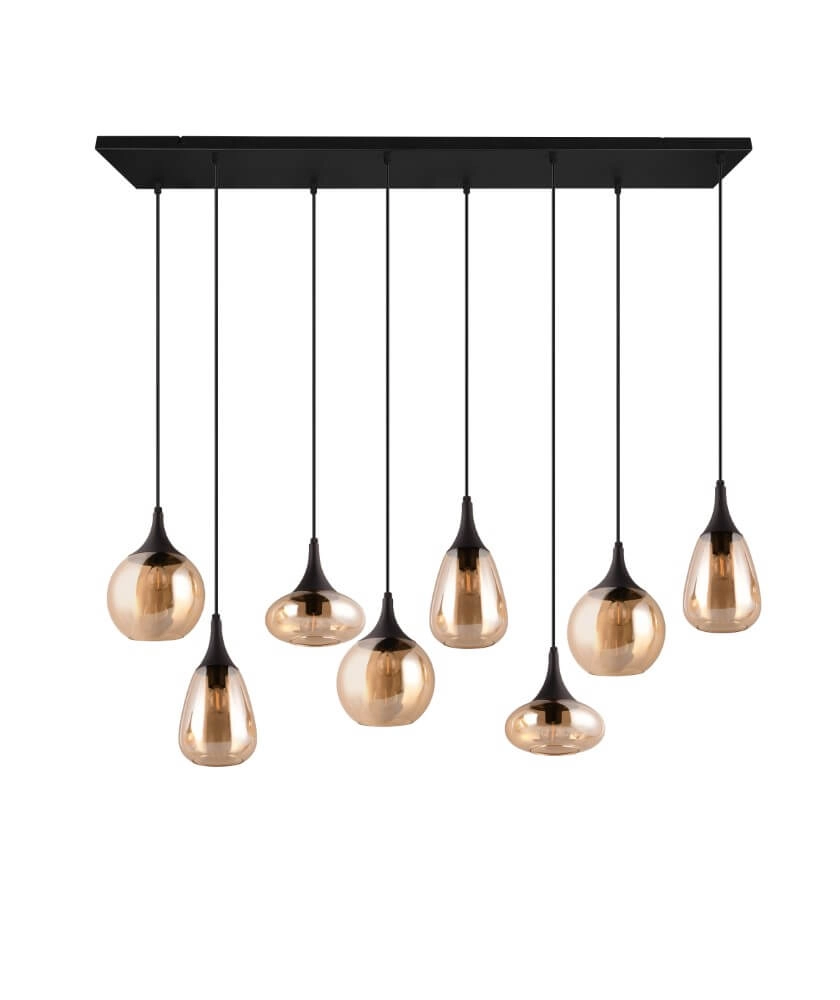Hängelampe mit 8 Leuchten Lumina mit Braunglas