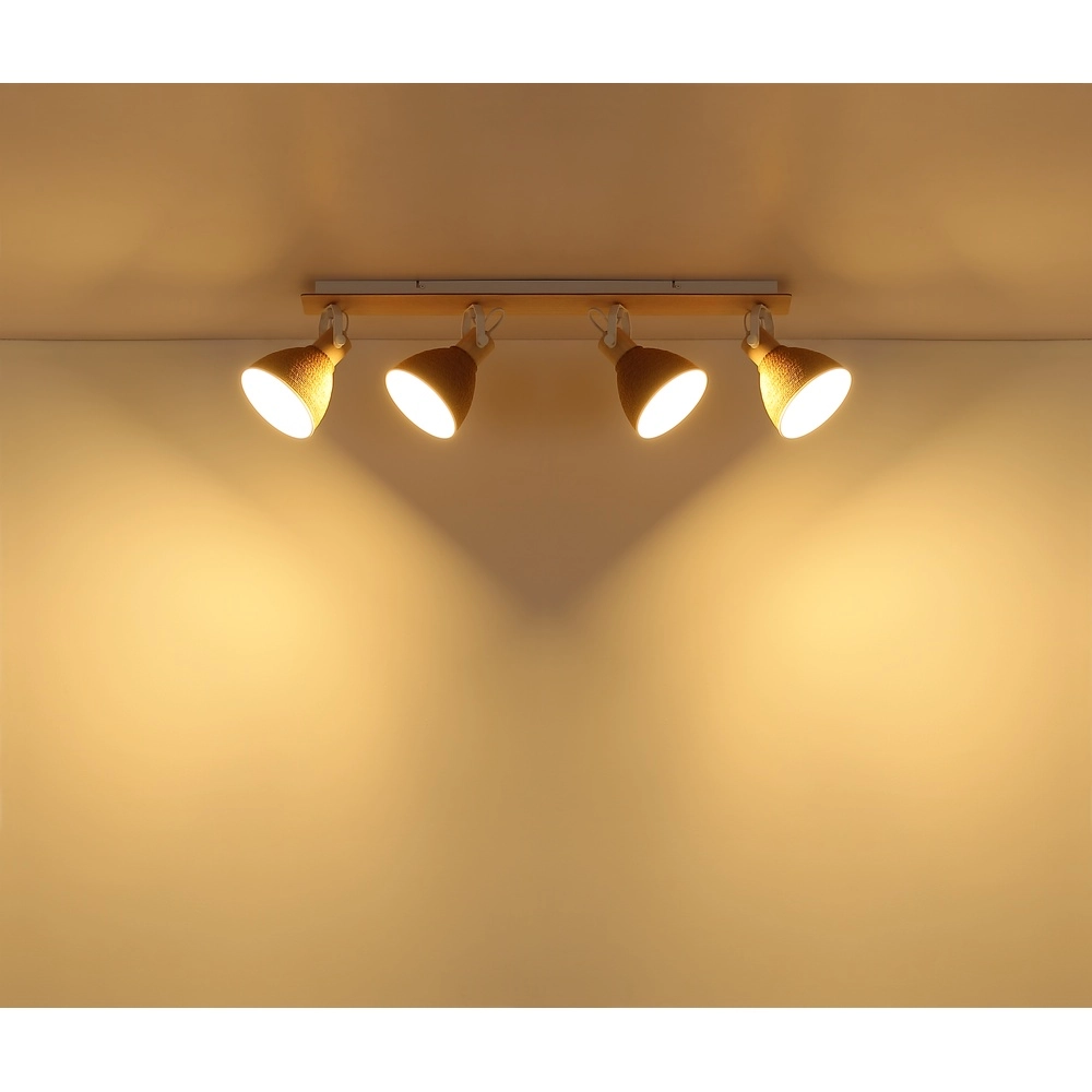 Deckenlampe Lyndon 4-hell weiß mit Rattan Globo 9007371589746