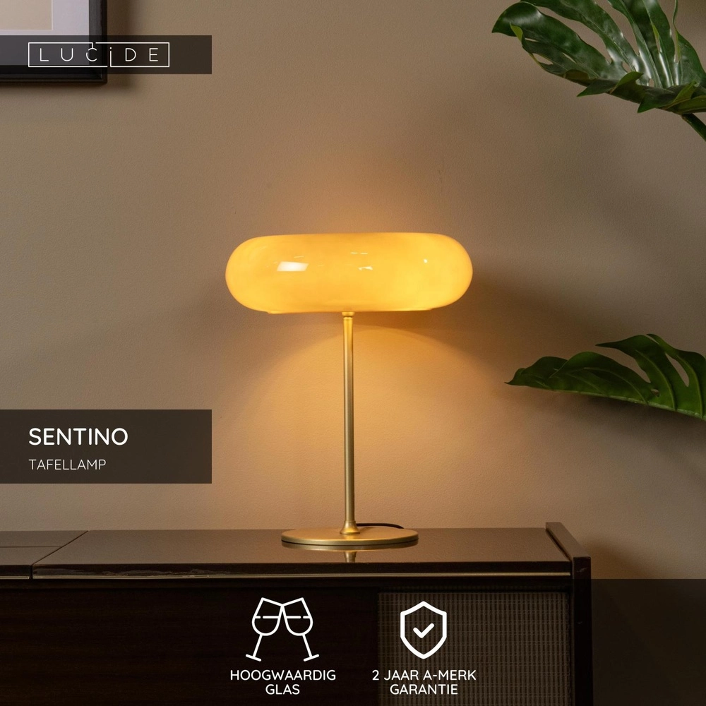 Tischlampe Sentino Ø 30 cm taupe Lucide 5411212106353