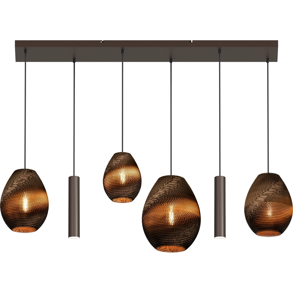 6-Licht Pendellampe Carta Trendy Think-Paper Cap Kakao