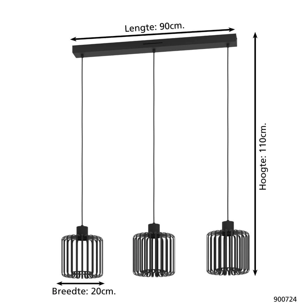 Hängelampe Ginestrone-Z 3-flammiges Design schwarz Eglo 9008606274857