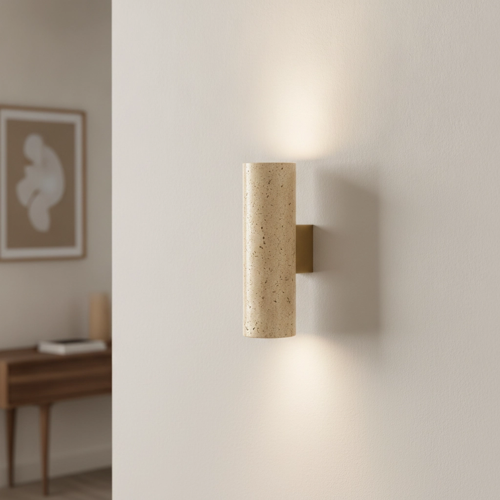 Design-Wandlampe Olvio Sandbrauner Travertin
