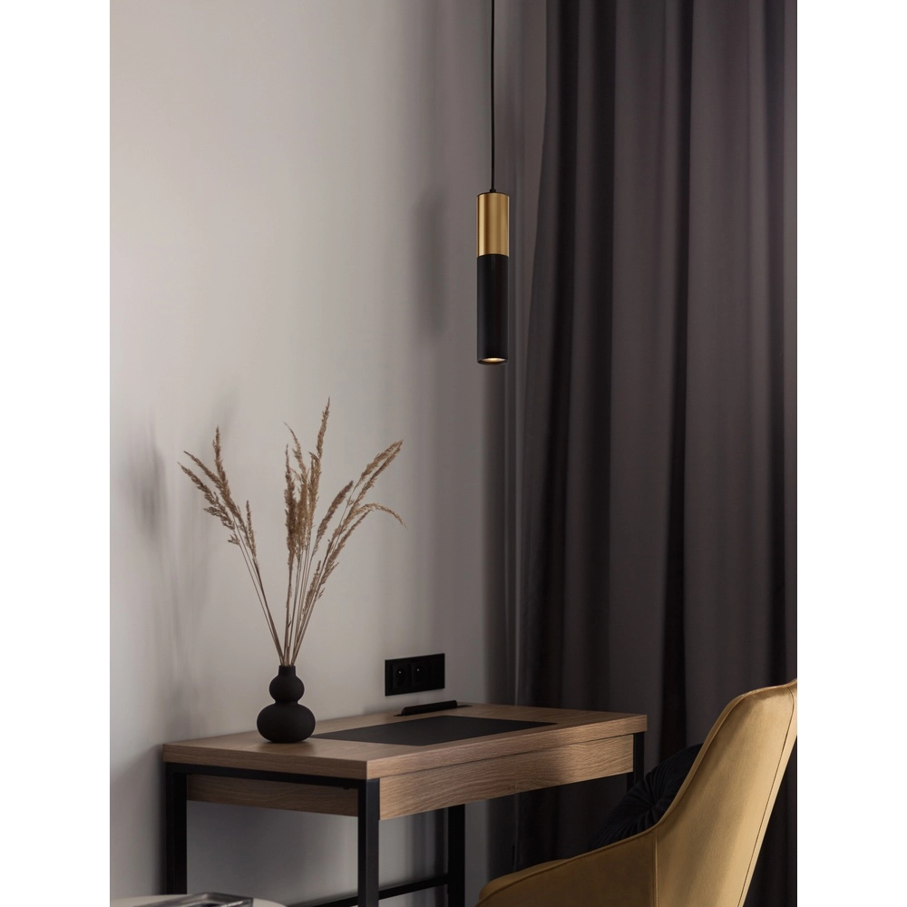 Pendelleuchte Pongo M Single 30cm gold mit schwarz Lyora 5212017430342