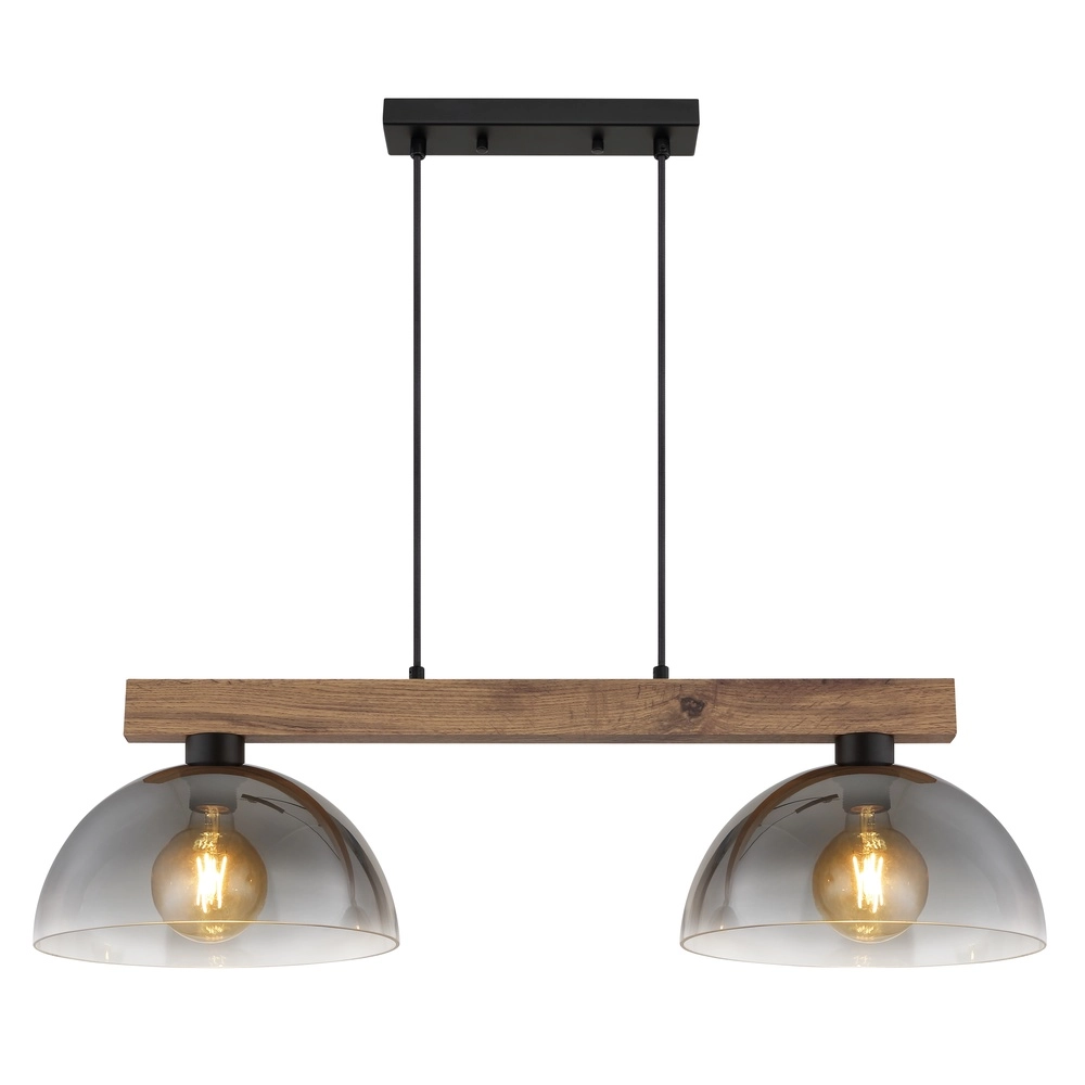 Land-Pendellampe Romy 2-helliges Schwarz mit Holz Globo 9007371583355