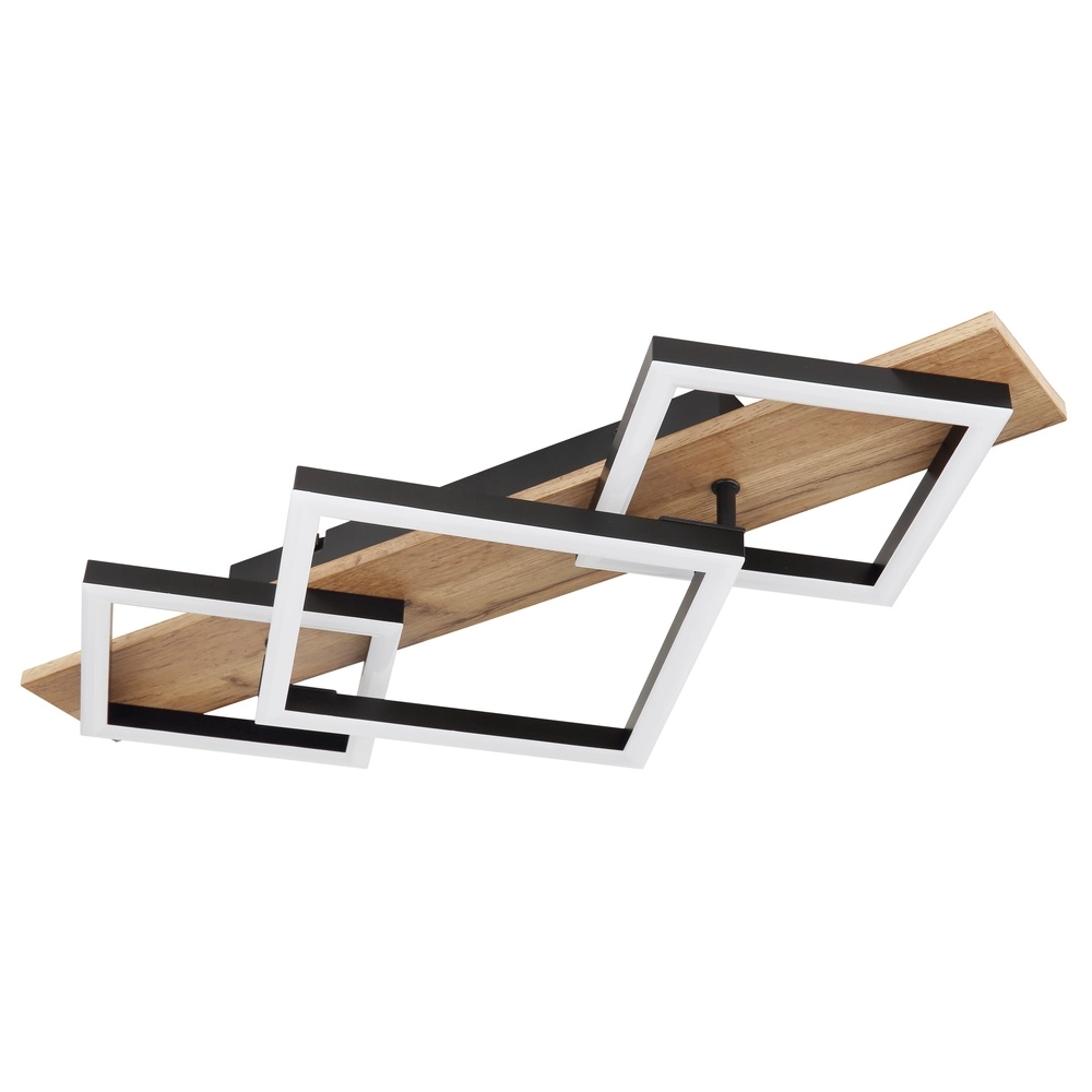 Deckenlampe Beatrix 61 cm schwarze Quadrate mit Holz Globo 9007371445394