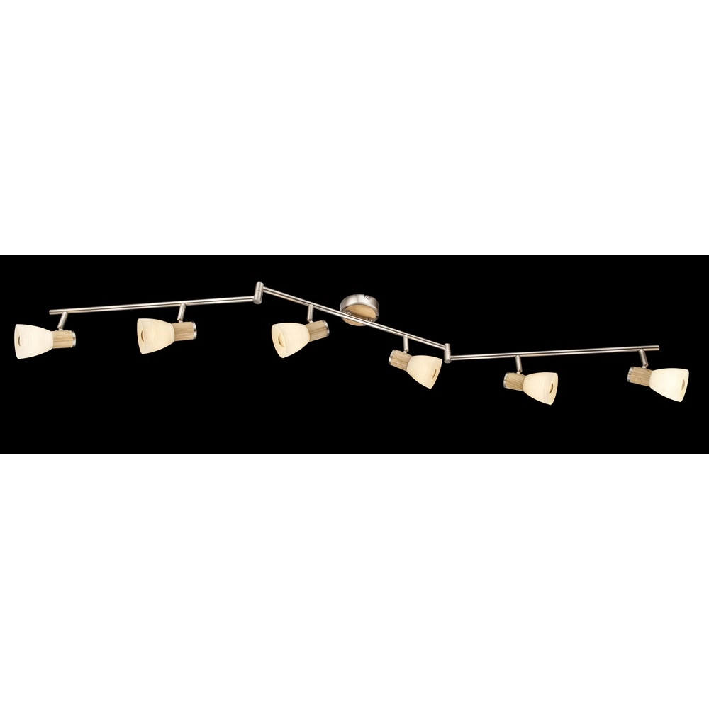 Deckenlampe Gylfi Nickel mit Holz-6-Fenstern Globo 9007371340552