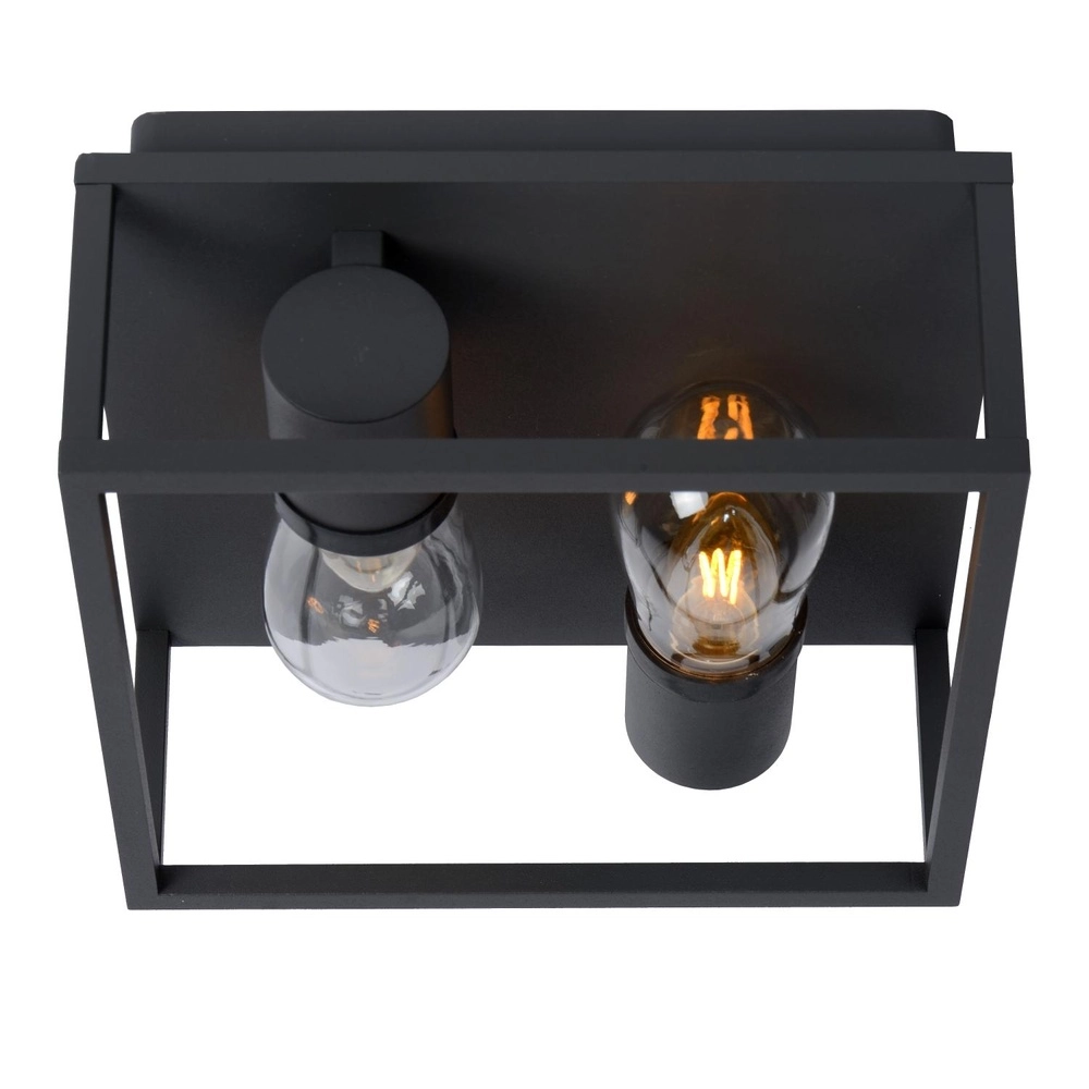 Schwarze Wandlampe Carlyn 2-Licht Badezimmer IP54 Lucide 5411212271709