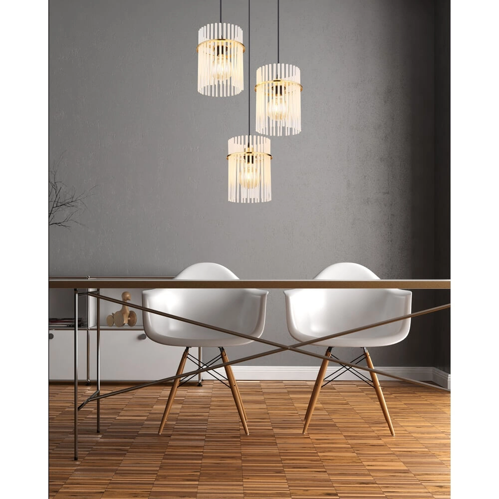 Goldene Pendelleuchte Gorley rund mit Glas 3-flammig Globo 9007371446803