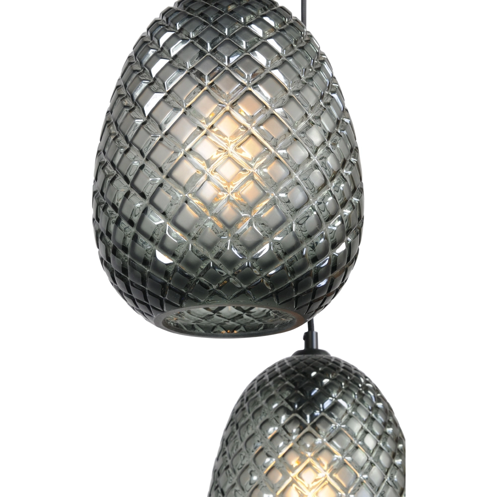 Schwarze Hängelampe Pineapple 6-flammig mit Rauchglas Masterlight 8718121209920