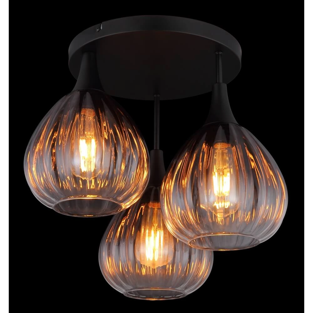 Schwarze Deckenleuchte Olsen 3-flammig Globo 9007371453801