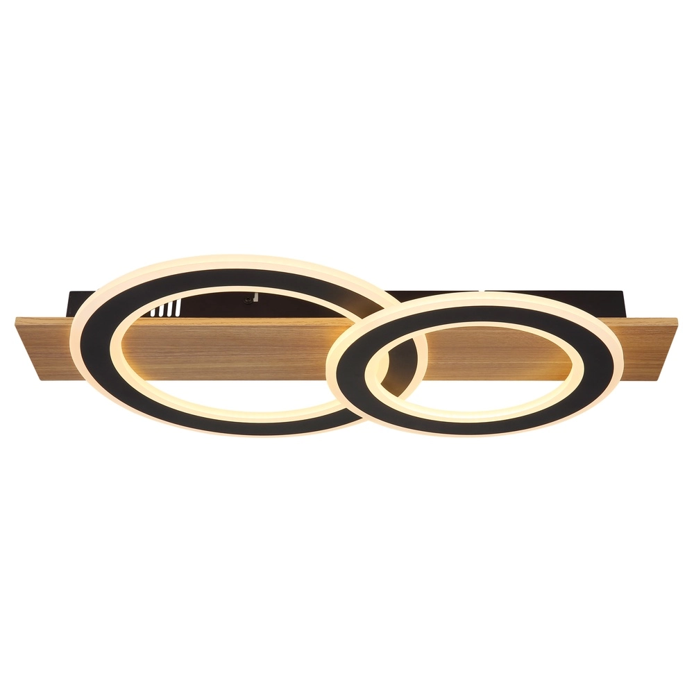 Design-Deckenlampe Jayden Schwarz mit Holz 3 Ringe Globo 9007371468409