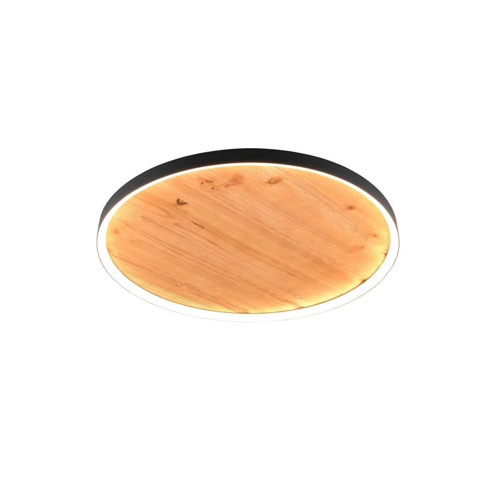 Deckenlampe Kalea Rund schwarz mit Holz