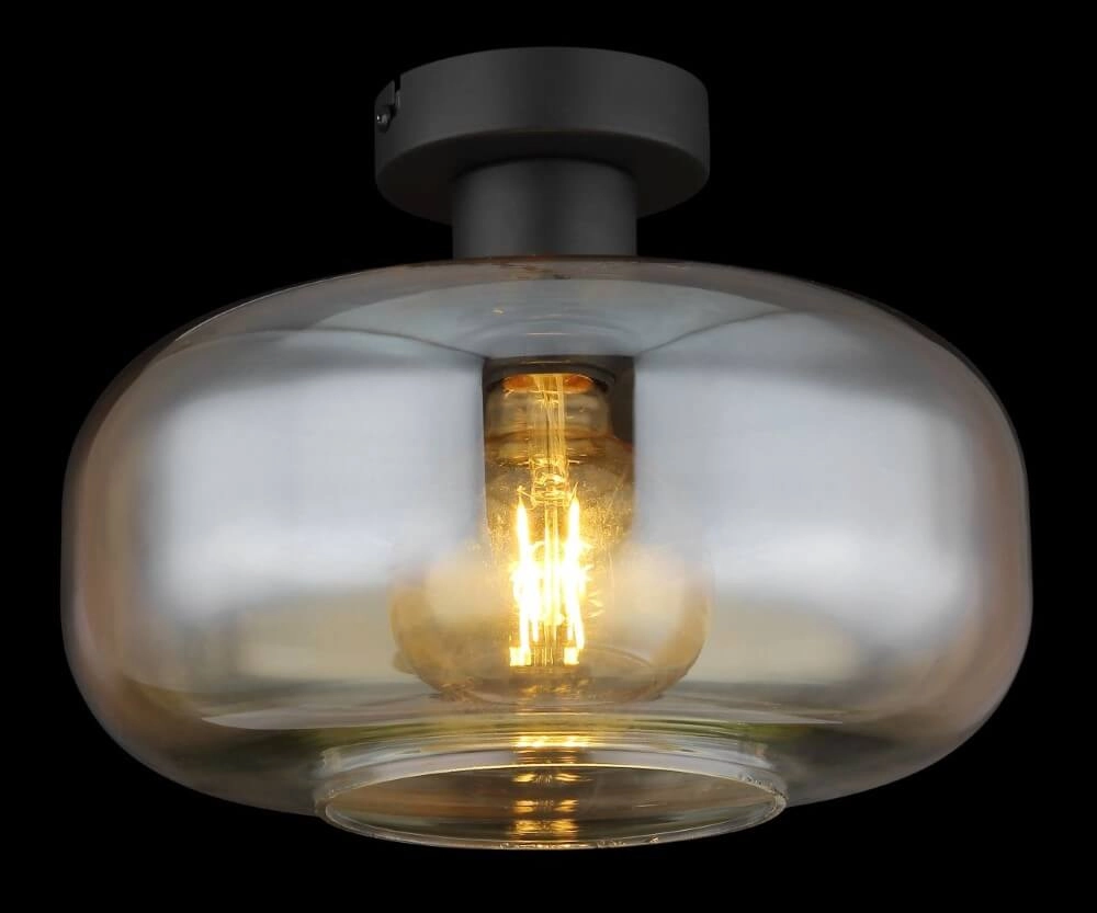 Schwarze Deckenlampe Giuseppe Bernsteinfarbenes Glas Globo 9007371435227
