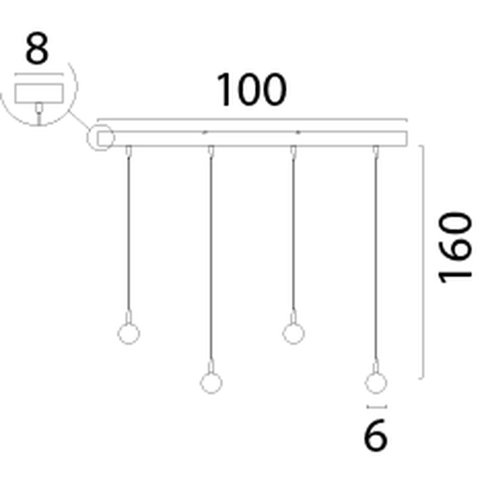 4-Licht Pendellampe Talana Nickel Ø 6 cm DTW Masterlight 8718121354026