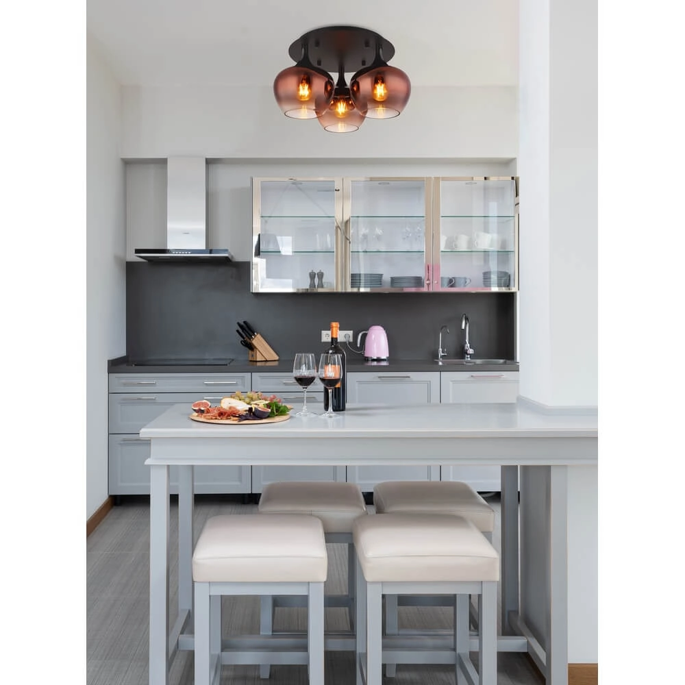 Schwarze Deckenleuchte Maxy mit rotem Glas Ø 45cm Globo 9007371447978