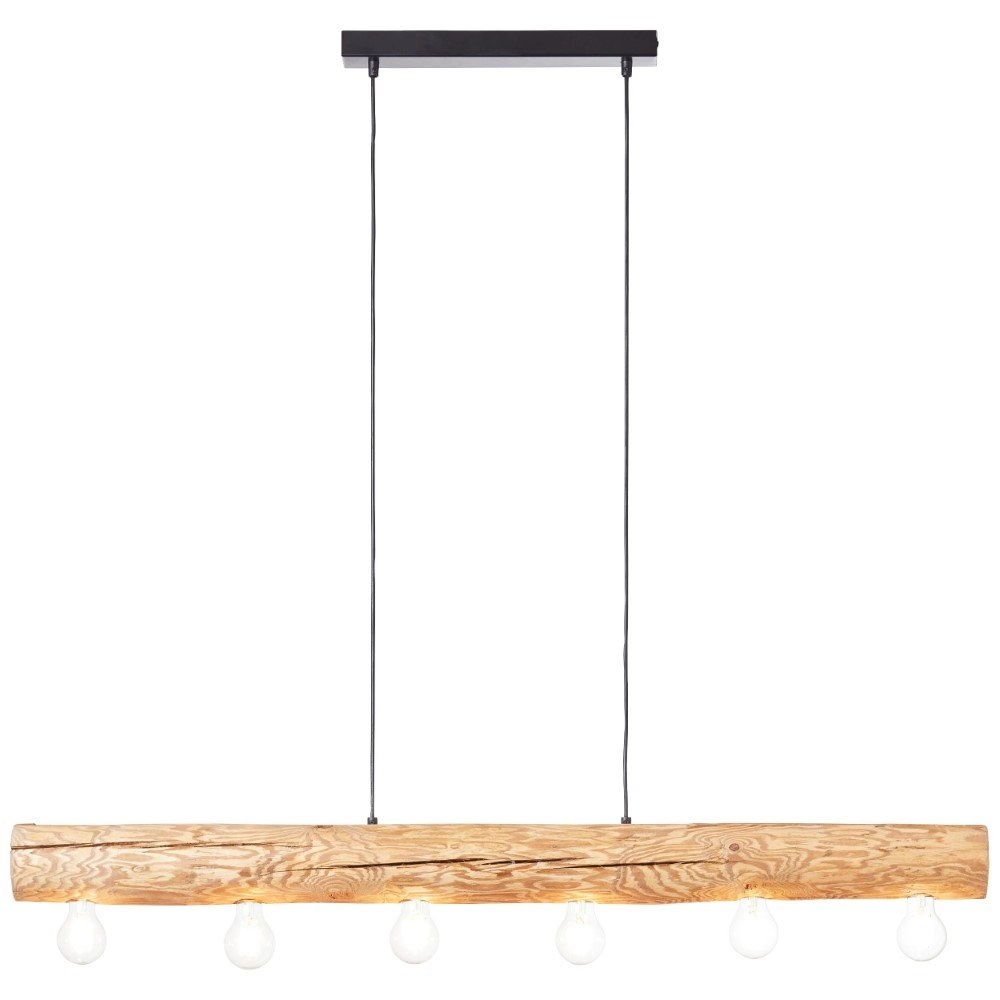 Hängelampe aus Holz Trabo 6-helles Holz mit Schwarz Brilliant 4004353393525