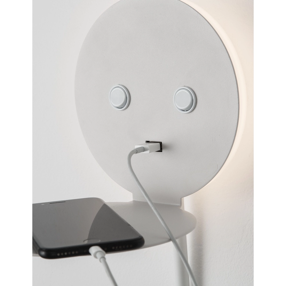 Nachttischlampe Eclip Weiß mit USB Lyora 5212017423689