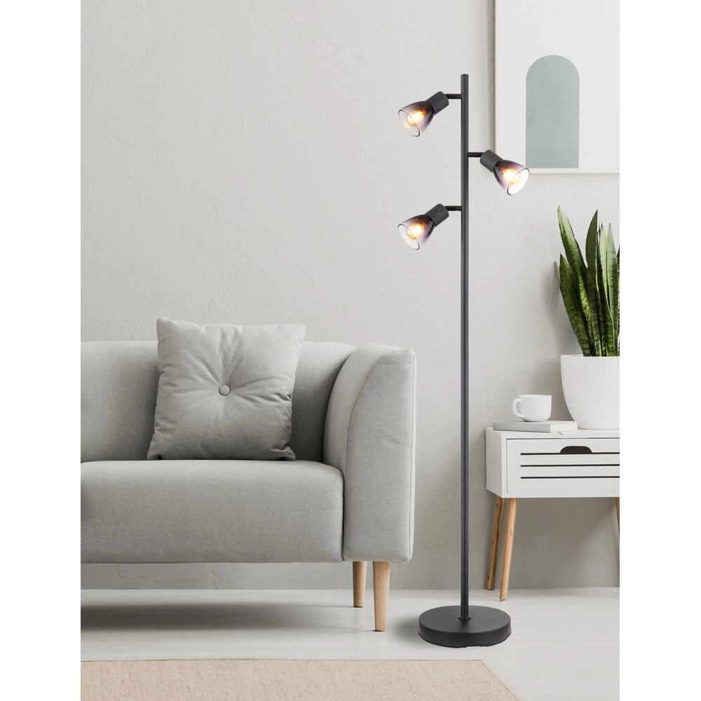 Schwarze Stehleuchte Satella 3-flammig Globo 9007371455935