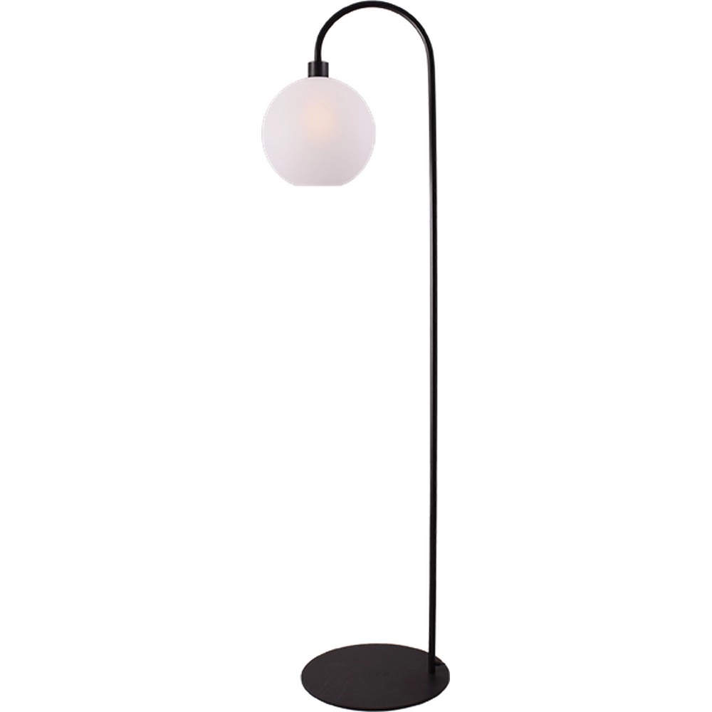 Stehlampe Lazise Schwarz mit weißem Glas