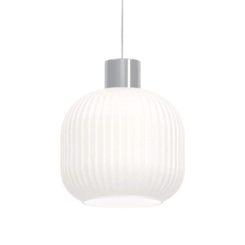 Design-Pendellampe Dasmina Chrom mit weißem Ø 20 cm