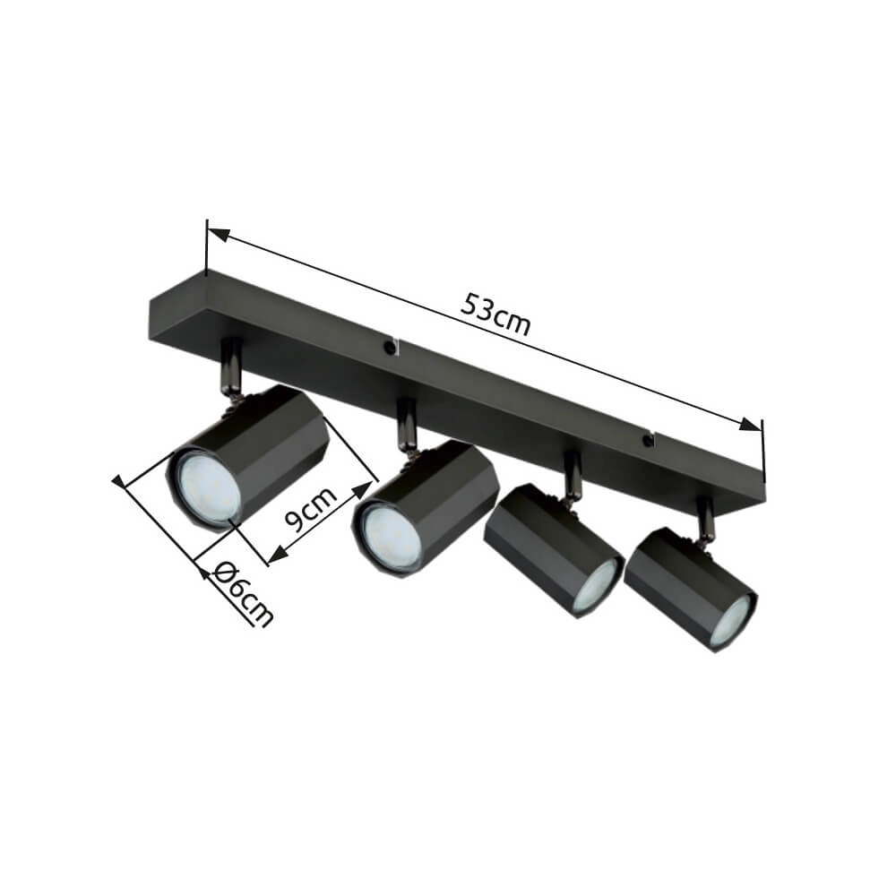 Graue Deckenleuchte James 4-flammig Globo 9007371450848