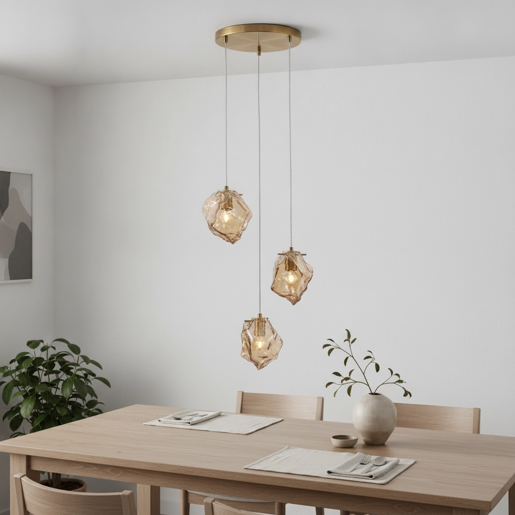 Pendelleuchte Odelle 3-flammiges Gold mit Braunglas