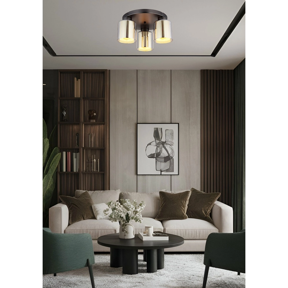 Design-Deckenlampe Felicia Gunmetal 3-Lights Globo 9007371531950