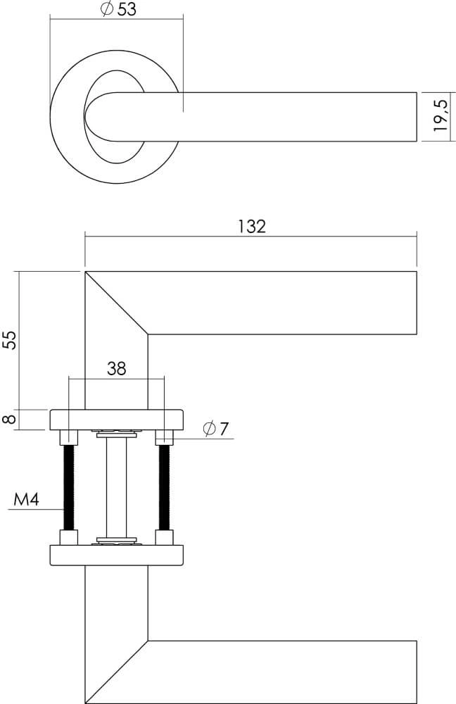Türklinke Girona Rosette mit Grat Edelstahl Intersteel 8714186159897