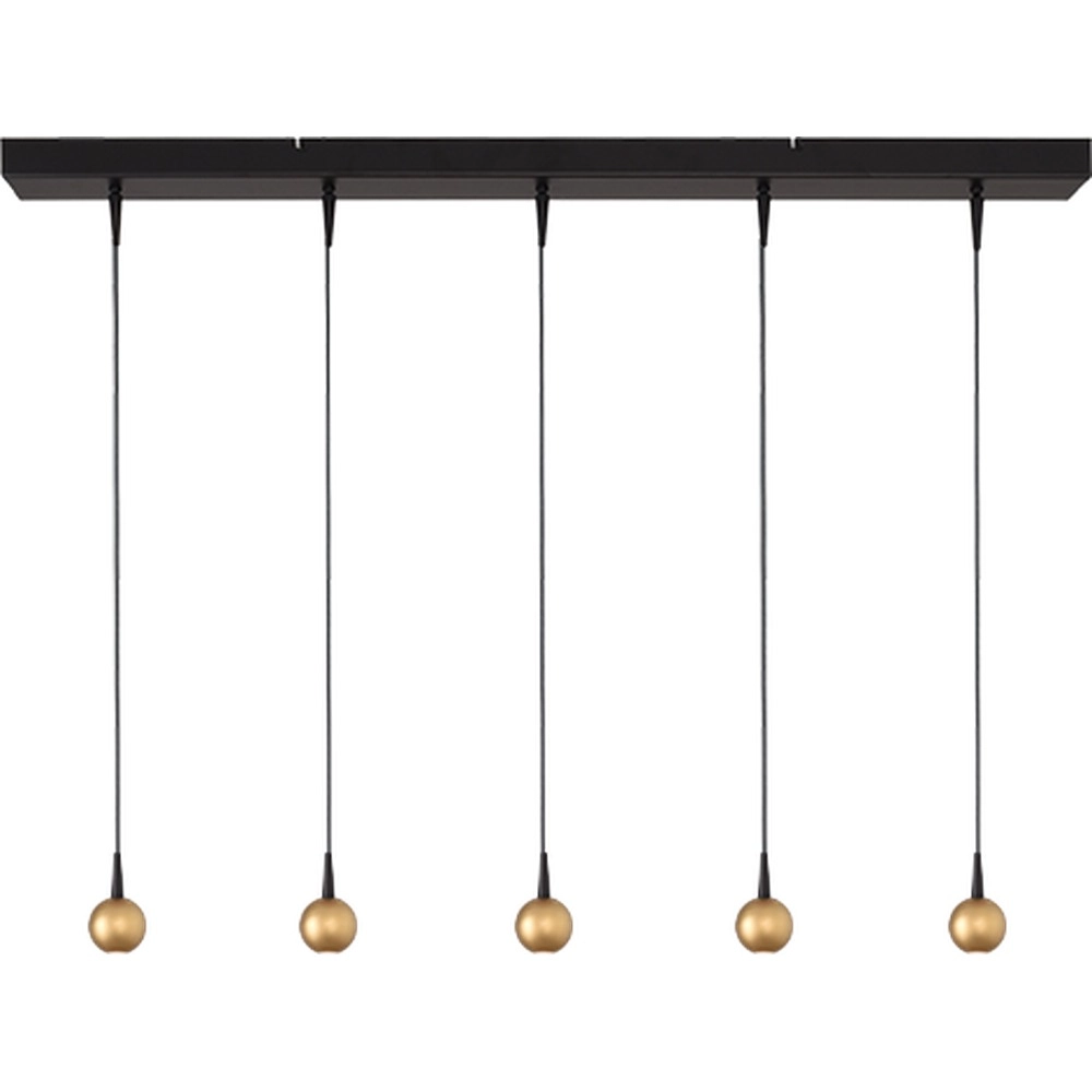5-Licht Pendellampe Talana schwarz mit goldener Ø 6 cm DTW
