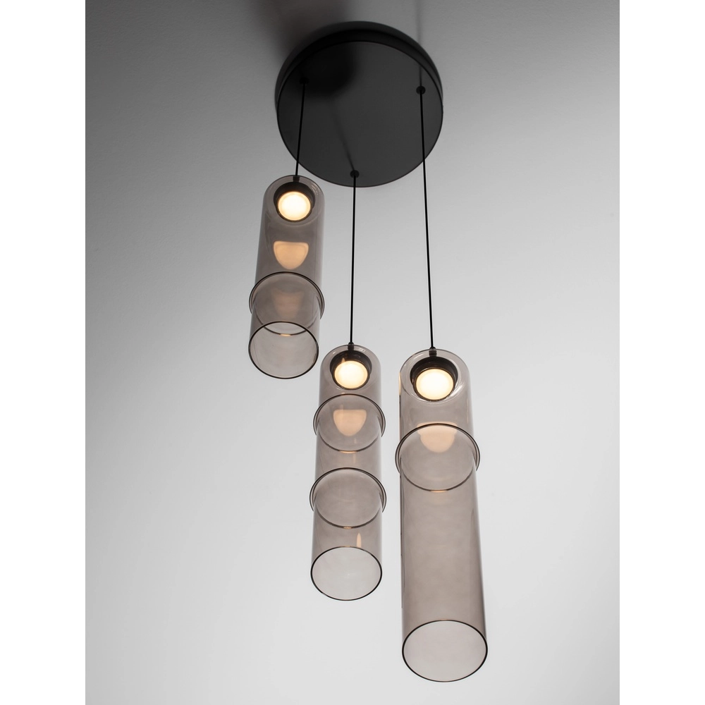 Einzigartige Pendelleuchte Sano 3-flammiges Rauchglas Lyora 5212017474032