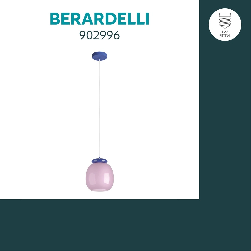 Design-Pendellampe Berardelli Rosa mit blauem Ø 23 cm