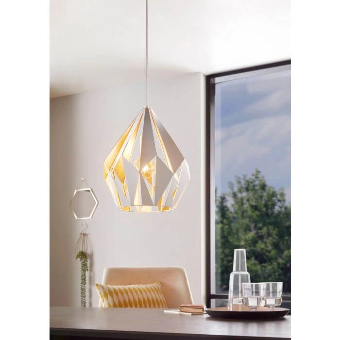 Pendelleuchte Carlton 1 31 cm weiß mit goldfarben Eglo 9002759499327
