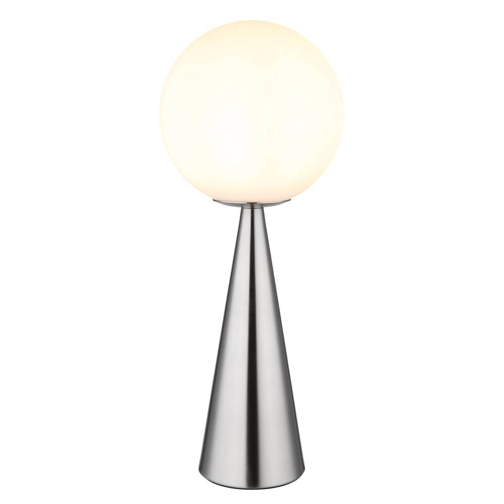 Tischlampe Pinpal Nickel mit weißem konvexem Glas