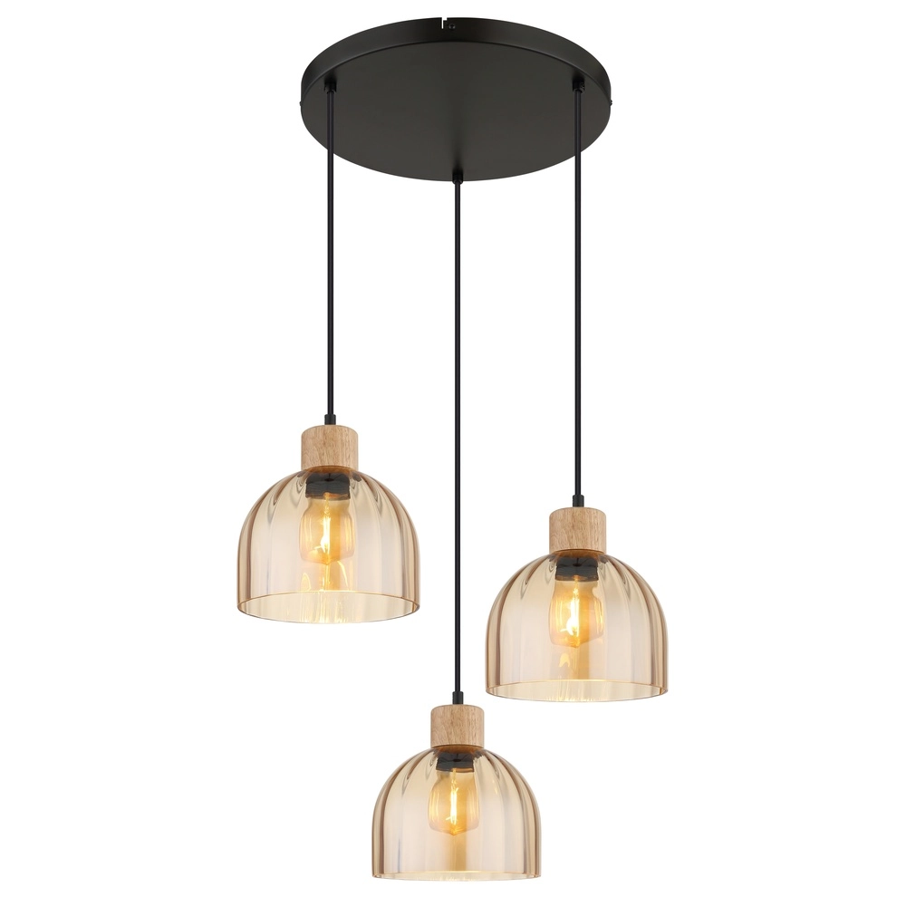 3-Licht Pendellampe Swanson Schwarz