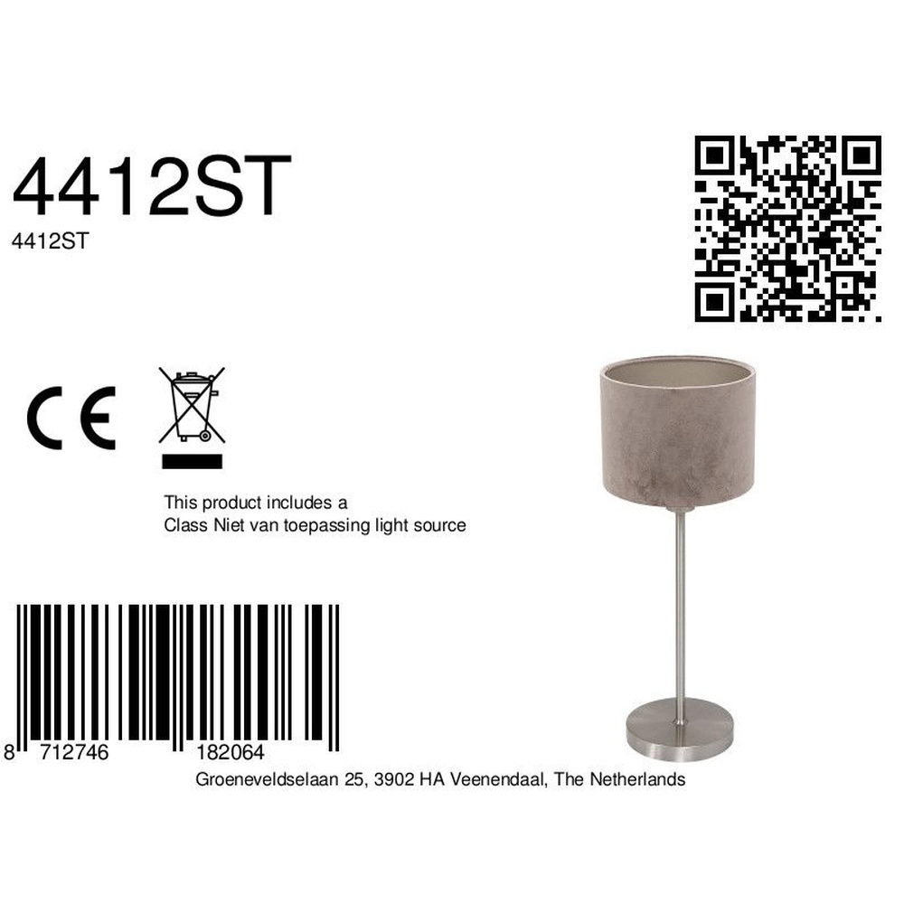 Tischlampe Noor mit grauer Kapuze Steinhauer 8712746182064