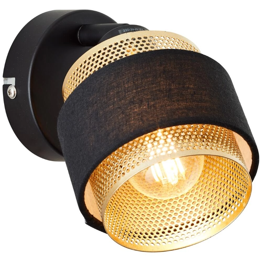 Schwarz mit goldener Wandlampe Grove 1-Licht Brilliant 4004353424106