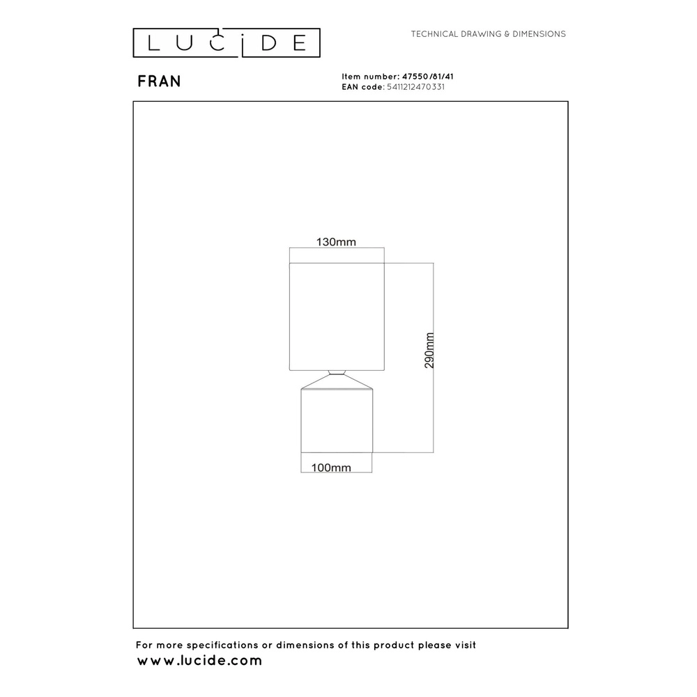 Tischlampe Fran taupe Lucide 5411212470331