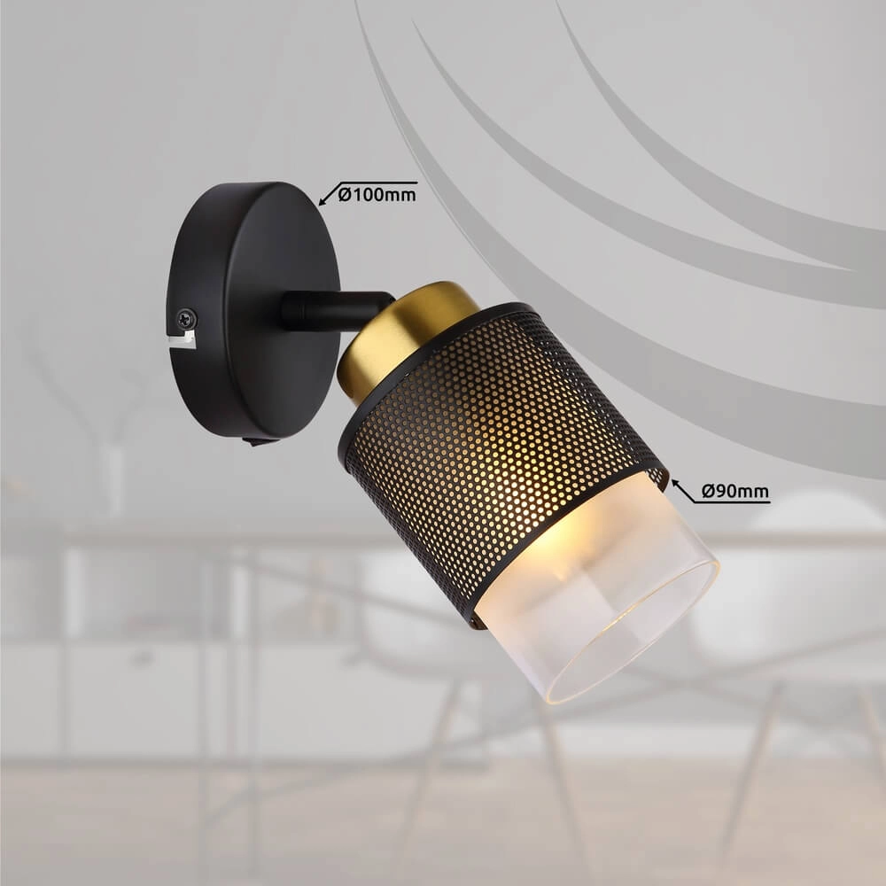 Wandleuchte Olga schwarz mit Mesh Globo 9007371446490