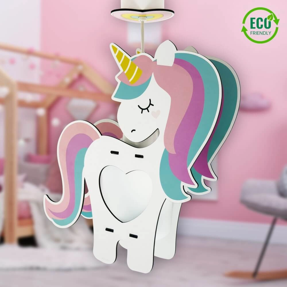 Pendelleuchte für Kinderzimmer Unicorns schwarz mit weißem Fenster Dalber 8420406415970
