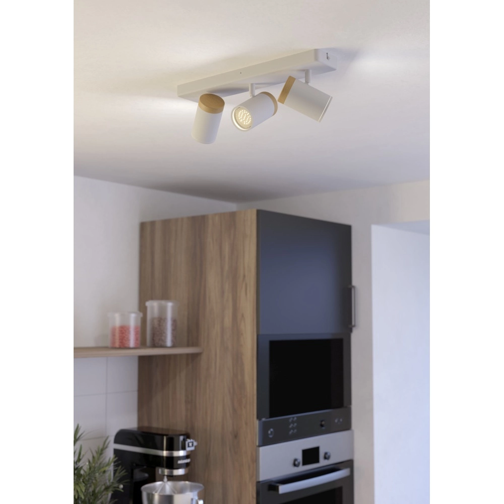 Deckenlampe Consuma 3-flammig weiß mit Holz Eglo 9008606323685