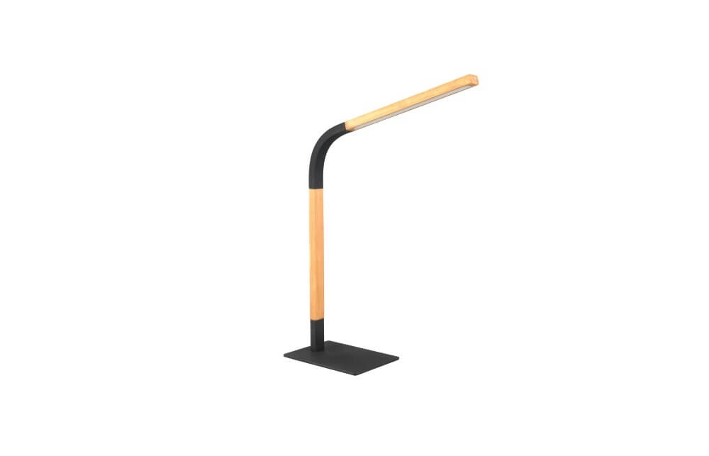 Flexible Tischleuchte Norris schwarz mit Holz Trio 4017807599992