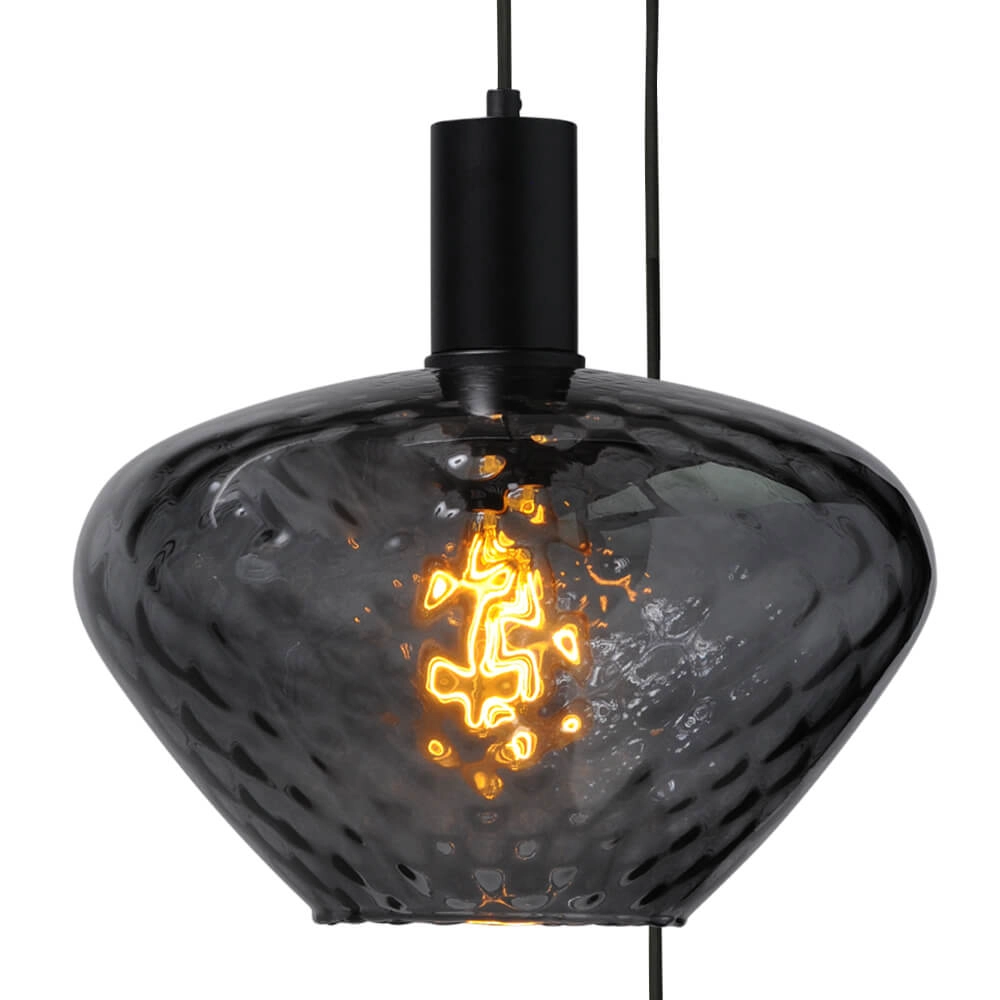 3-flammige Loft-Hängelampe - Schwarz - Porto mit Blossom-Rauchgläsern Masterlight 8718121270814