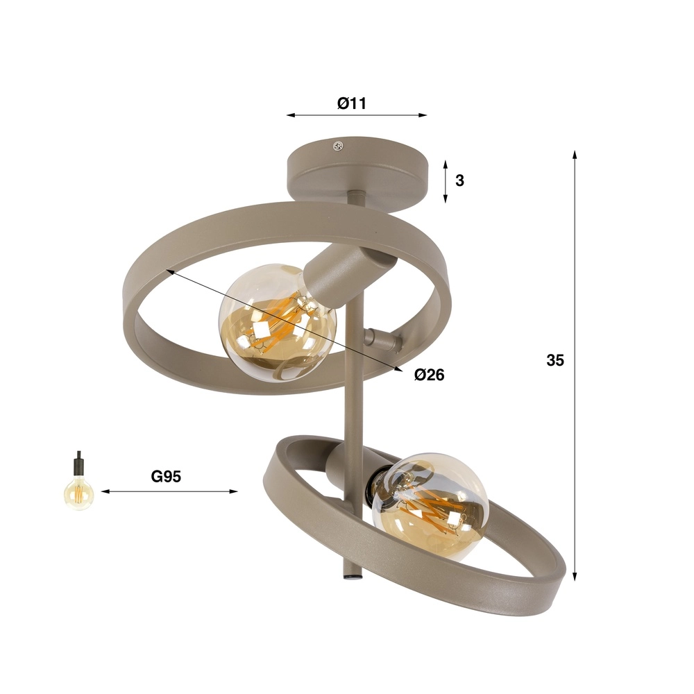 Ring-Deckenlampe Hover Sand – 2x E27 Lyora 8716803513334