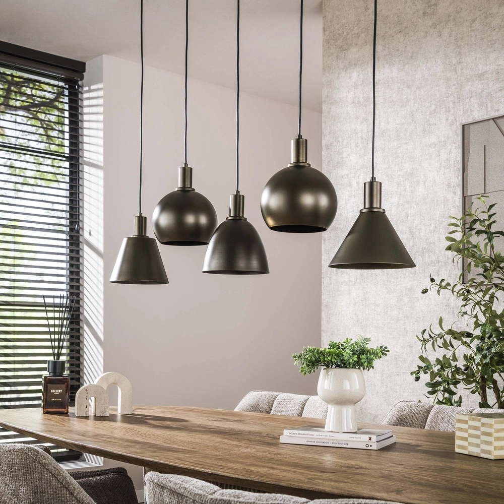 Esstisch-Pendellampe Metallo 5L - Sienabraun - E27 Lyora 8716803512337