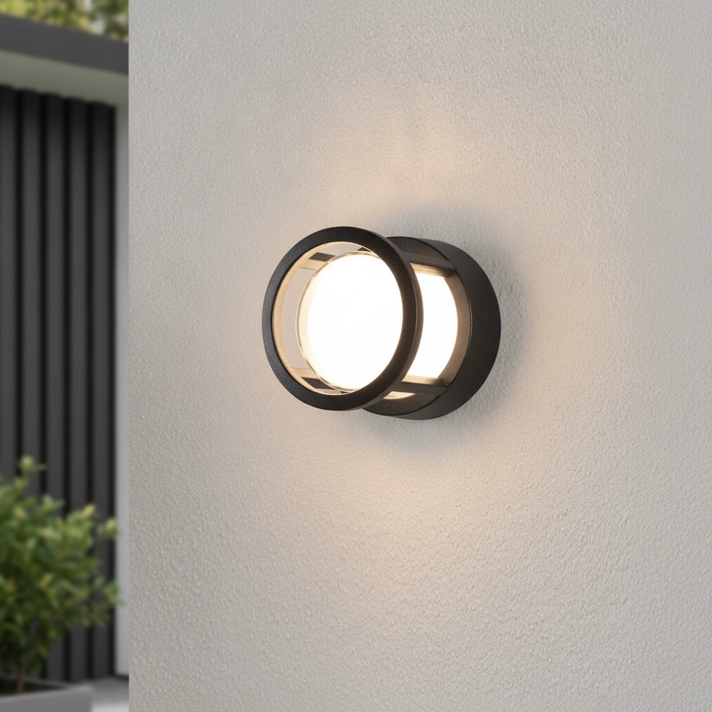 Design-Wandleuchte Agosto rund anthrazit