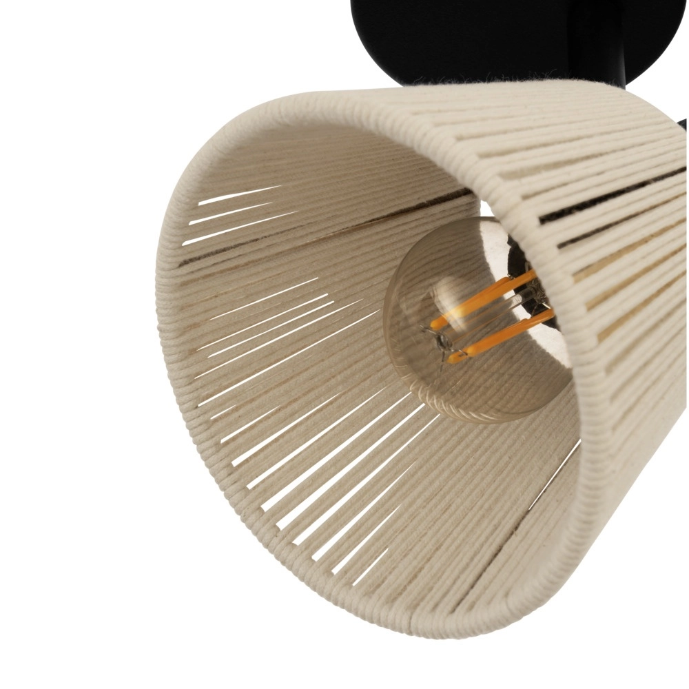 Wandleuchte Seagard schwarz mit Rattan Eglo 9008606359820