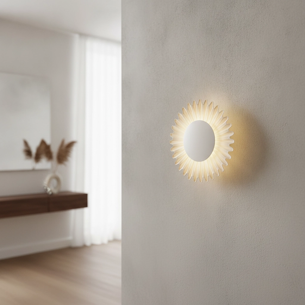 Wandleuchte Petel creme mit weißem Glas