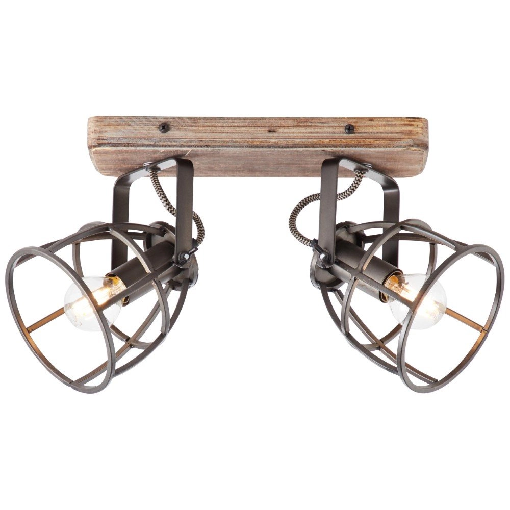 Deckenleuchte Matrix Beam 2-flammige Kupferbronze mit Holz Brilliant 4004353372469