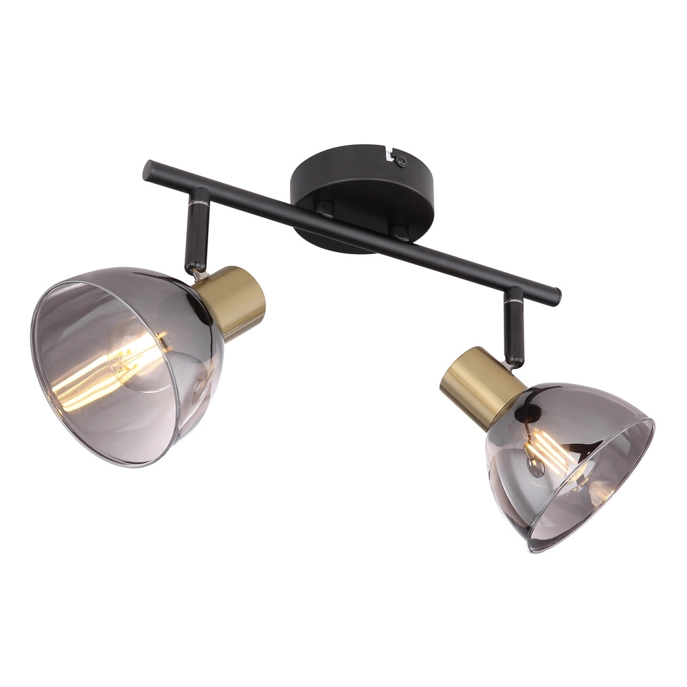 Design-Deckenlampe Jay 2-Licht schwarz mit Rauch